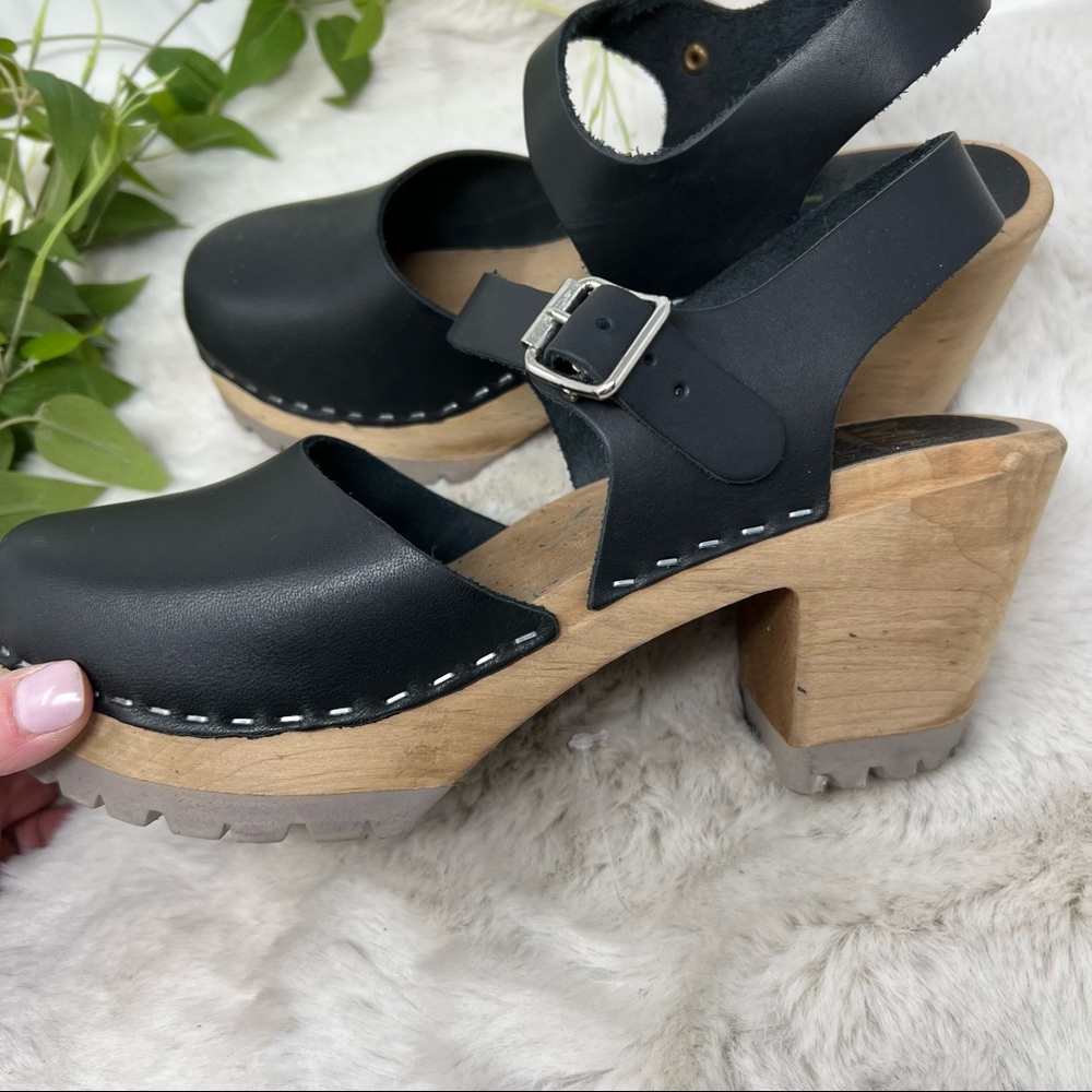 MIA Abba Clog Sandals black Brown Size wooden 39 US 9 - Picture 10 of 12